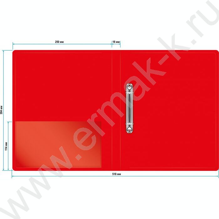 Папка 2 кольца 18мм красная 0,7мм карман внутренний и торцевой | Фото 3