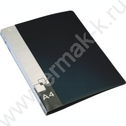 Папка 2 кольца 27мм черная 0,7мм карман внутренний и торцевой | Фото 1