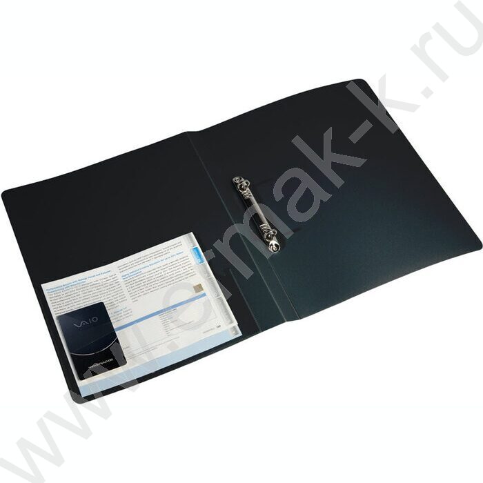 Папка 2 кольца 27мм черная 0,7мм карман внутренний и торцевой | Фото 2