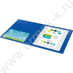 Папка 2 кольца 27мм синяя 0,7мм карман внутренний и торцевой | Фото 5