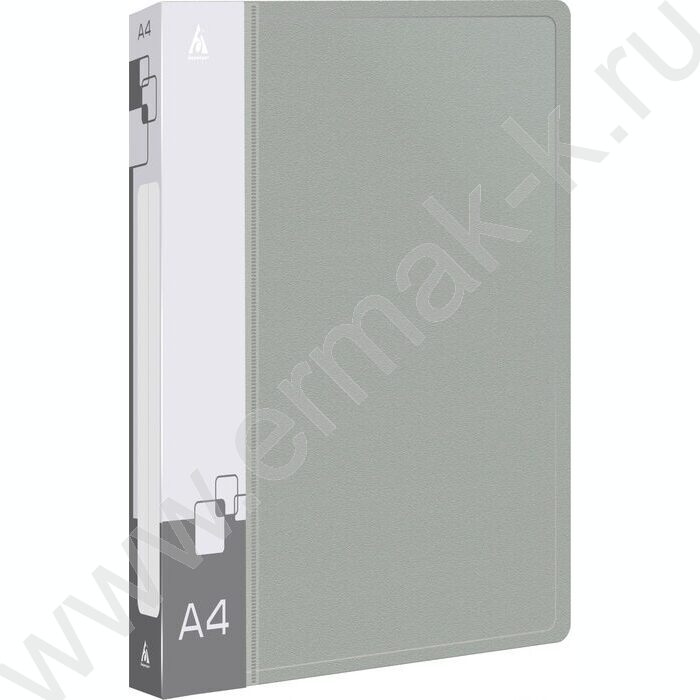 Папка 2 кольца 27мм серая 0,7мм карман внутренний и торцевой | Фото 1