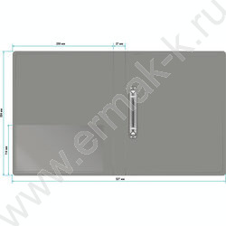 Папка 2 кольца 27мм серая 0,7мм карман внутренний и торцевой | Фото 4