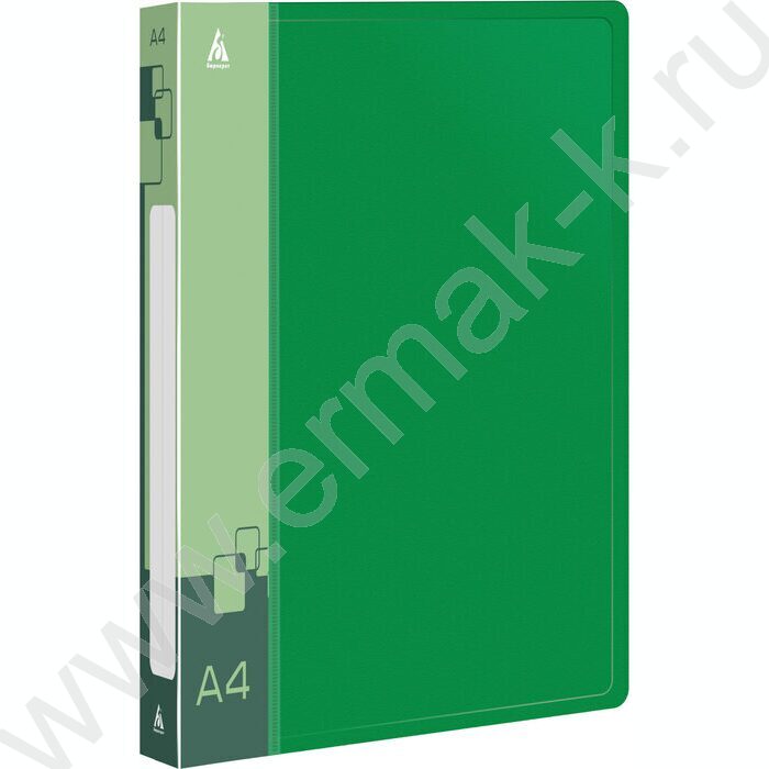 Папка 2 кольца 27мм зеленая 0,7мм карман внутренний и торцевой | Фото 1