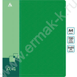 Папка 2 кольца 27мм зеленая 0,7мм карман внутренний и торцевой | Фото 3