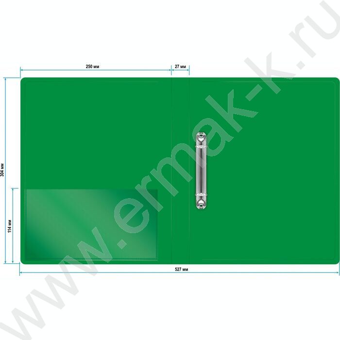 Папка 2 кольца 27мм зеленая 0,7мм карман внутренний и торцевой | Фото 4