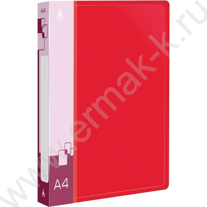 Папка 2 кольца 27мм красная 0,7мм карман внутренний и торцевой | Фото 1