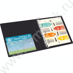 Папка 4 кольца 18мм черная 0,7мм карман внутренний и торцевой | Фото 6