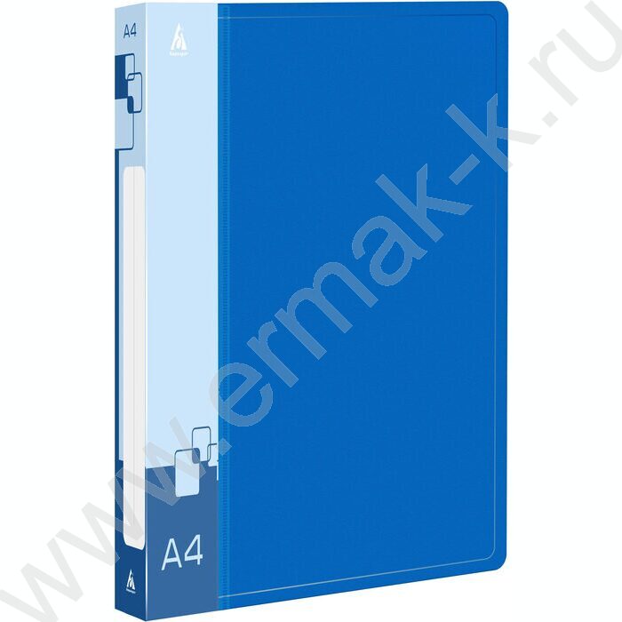 Папка 4 кольца 18мм синяя 0,7мм карман внутренний и торцевой | Фото 1