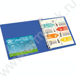 Папка 4 кольца 18мм синяя 0,7мм карман внутренний и торцевой | Фото 6