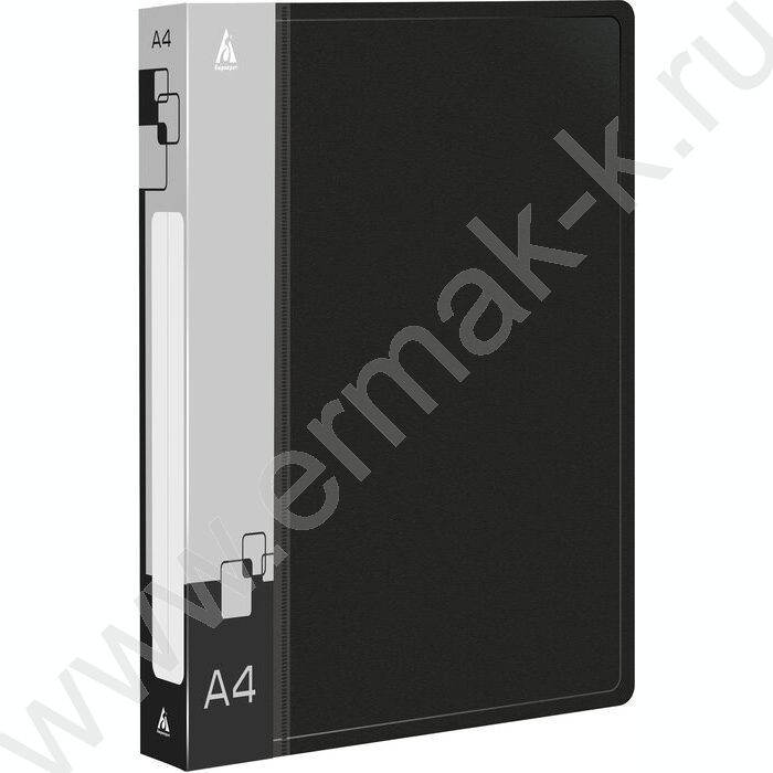 Папка 4 кольца 27мм черная 0,7мм карман внутренний и торцевой | Фото 1