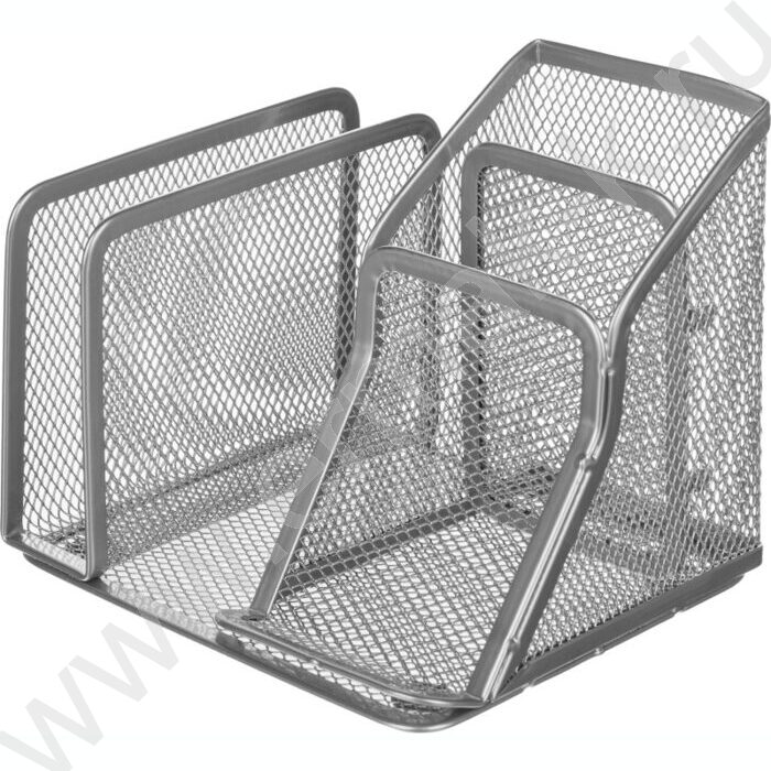 Подставка д/каранд. и ручек сетчатый (метал) серебро 4секции 145*130*128 | Фото 1