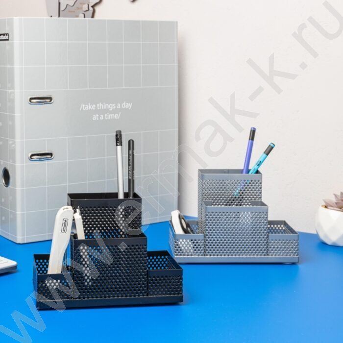 Подставка д/каранд. и ручек сетчатый (метал) серебро 4секции 160*110*80 | Фото 5