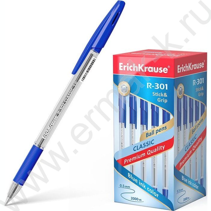 Ручка шар R-301 Stick&Grip Classic синяя 1,0мм с резин.держателем | Фото 2