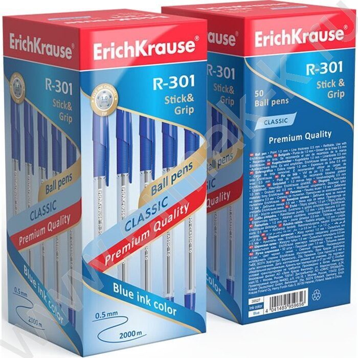 Ручка шар R-301 Stick&Grip Classic синяя 1,0мм с резин.держателем | Фото 3