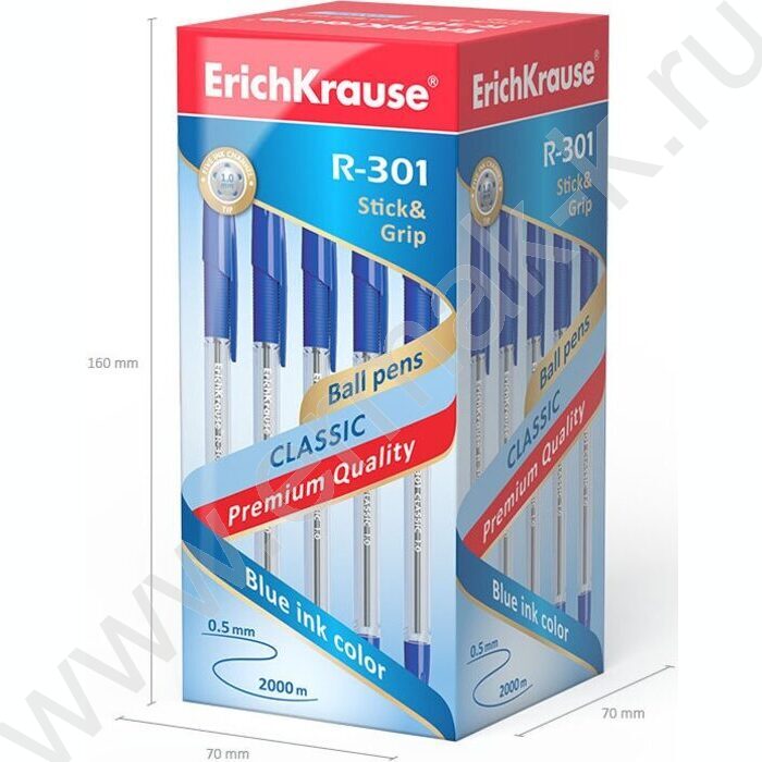 Ручка шар R-301 Stick&Grip Classic синяя 1,0мм с резин.держателем | Фото 5