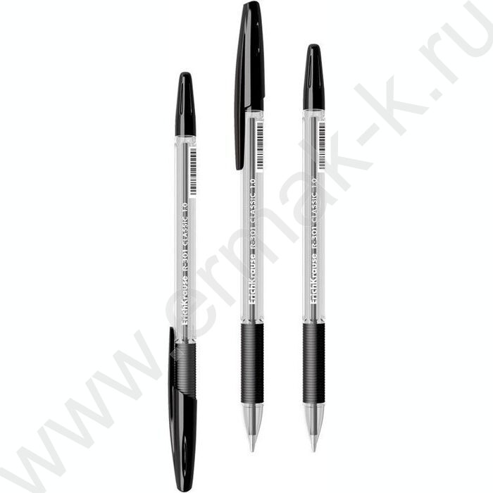 Ручка шар R-301 Stick&Grip Classic черная  1,0мм с резин.держателем | Фото 1