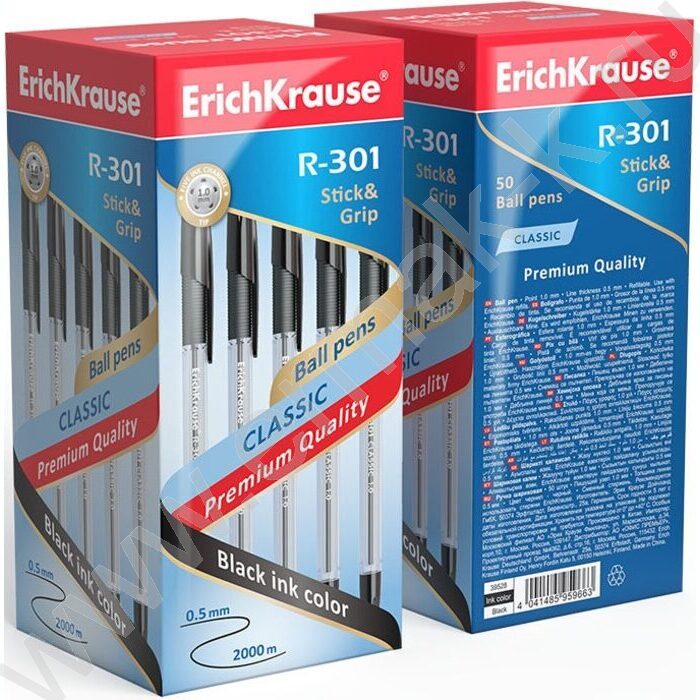 Ручка шар R-301 Stick&Grip Classic черная  1,0мм с резин.держателем | Фото 3