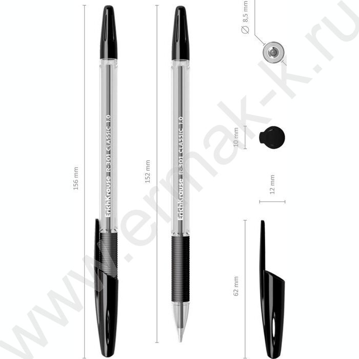 Ручка шар R-301 Stick&Grip Classic черная  1,0мм с резин.держателем | Фото 4