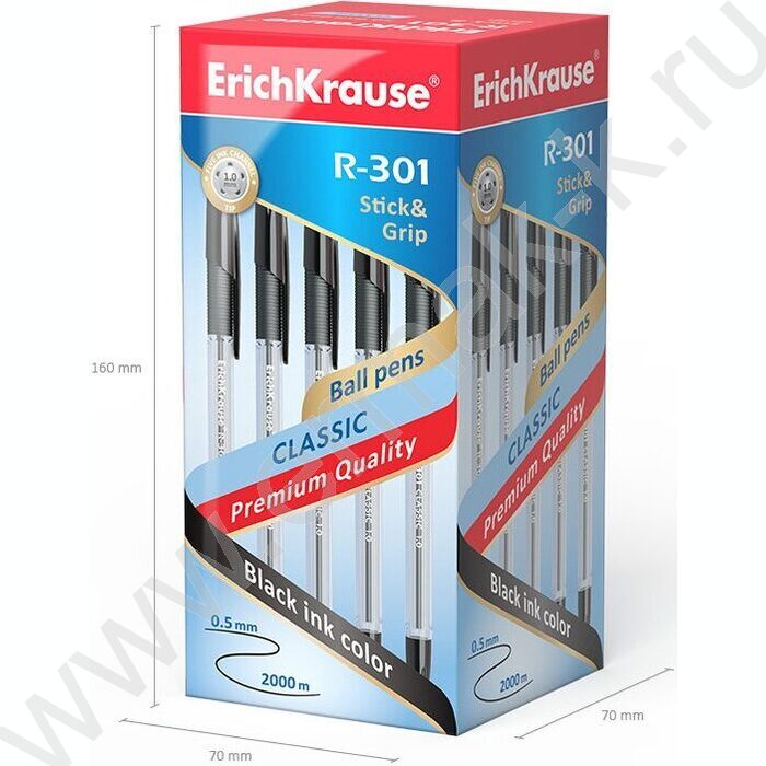 Ручка шар R-301 Stick&Grip Classic черная  1,0мм с резин.держателем | Фото 5