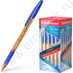 Ручка шар R-301 Stick&Grip Amber 0,7мм, синяя с резин.держателем | Фото 2