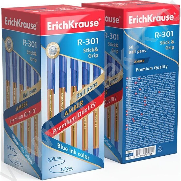 Ручка шар R-301 Stick&Grip Amber 0,7мм, синяя с резин.держателем | Фото 3