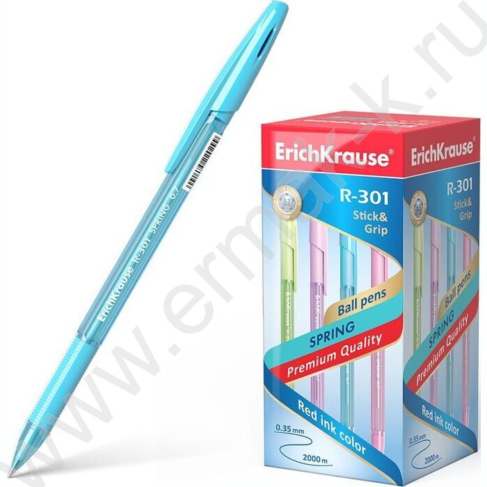 Ручка шар R-301 Stick&Grip Spring 0,7мм синяя с резин.держателем | Фото 3