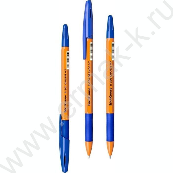 Ручка шар R-301 Stick&Grip Orange 0,7мм, синяя с резин.держателем | Фото 1