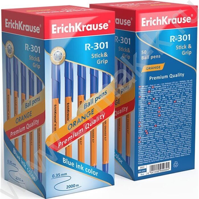 Ручка шар R-301 Stick&Grip Orange 0,7мм, синяя с резин.держателем | Фото 3