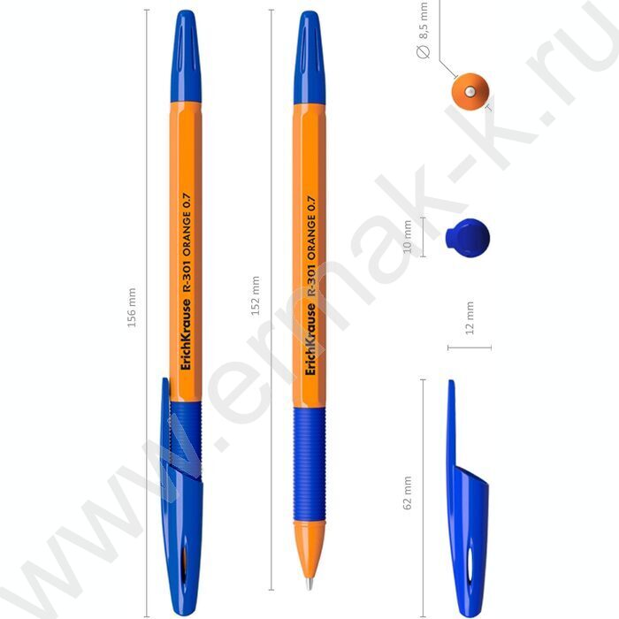 Ручка шар R-301 Stick&Grip Orange 0,7мм, синяя с резин.держателем | Фото 4