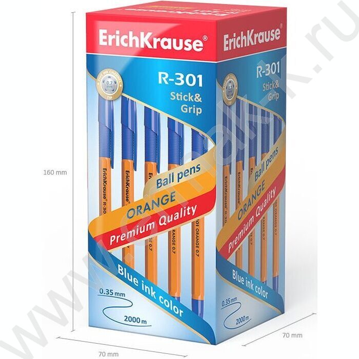Ручка шар R-301 Stick&Grip Orange 0,7мм, синяя с резин.держателем | Фото 5