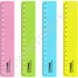 Линейка пл 15см с волнистым краем /прозрачная, неоновые цвета, ассорти | Фото 1