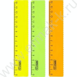 Линейка пл 15см с волнистым краем /прозрачная, неоновые цвета, ассорти | Фото 2