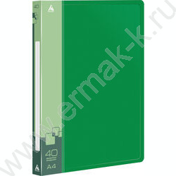 Папка  40 файлов зеленый 0,65мм карман торцевой с бумажной вставкой | Фото 1