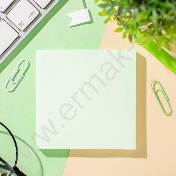 Бумага д/записей  76*76мм /100л, 62г/м², салатовая с липким краем | Фото 4