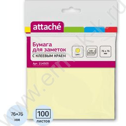 Бумага д/записей  76*76мм /100л, 62г/м², жёлтая с липким краем | Фото 2