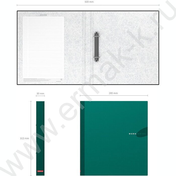 Папка 2 кольца Work Inside ламинир. зеленая | Фото 4