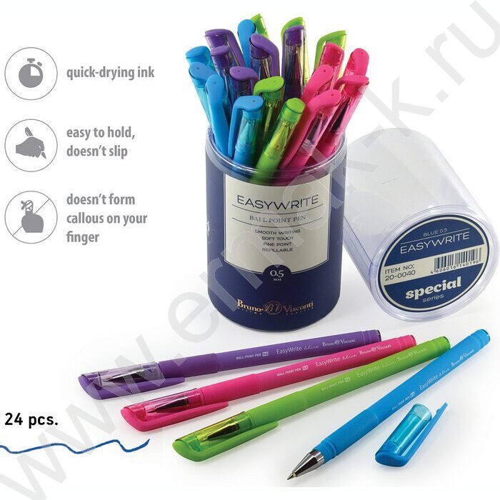 Ручка шар EasyWrite.Special синяя 0,5мм /антискольз.корпус/резин.держ/мет.након/5цв.корпуса | Фото 4
