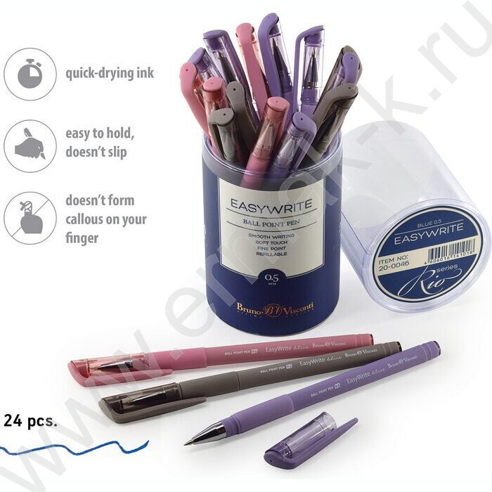 Ручка шар EasyWrite.Rio синяя 0,5мм /антискольз.корпус/резин.держ/мет.након/5цв.корпуса | Фото 4