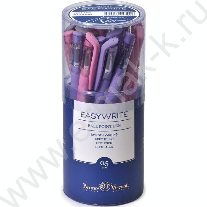 Ручка шар EasyWrite.Rio синяя 0,5мм /антискольз.корпус/резин.держ/мет.након/5цв.корпуса | Фото 5