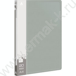 Папка  20 файлов серая 0,6мм карман торцевой с бумажной вставкой | Фото 1