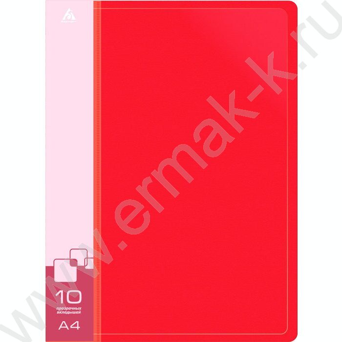 Папка  10 файлов красная 0,6мм карман торцевой с бумажной вставкой | Фото 2