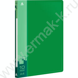 Папка  10 файлов зеленая 0,6мм карман торцевой с бумажной вставкой | Фото 1