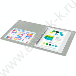 Папка с бок.пруж.скоросшивателем серая 0,7мм карман внутренний и торцевой | Фото 6