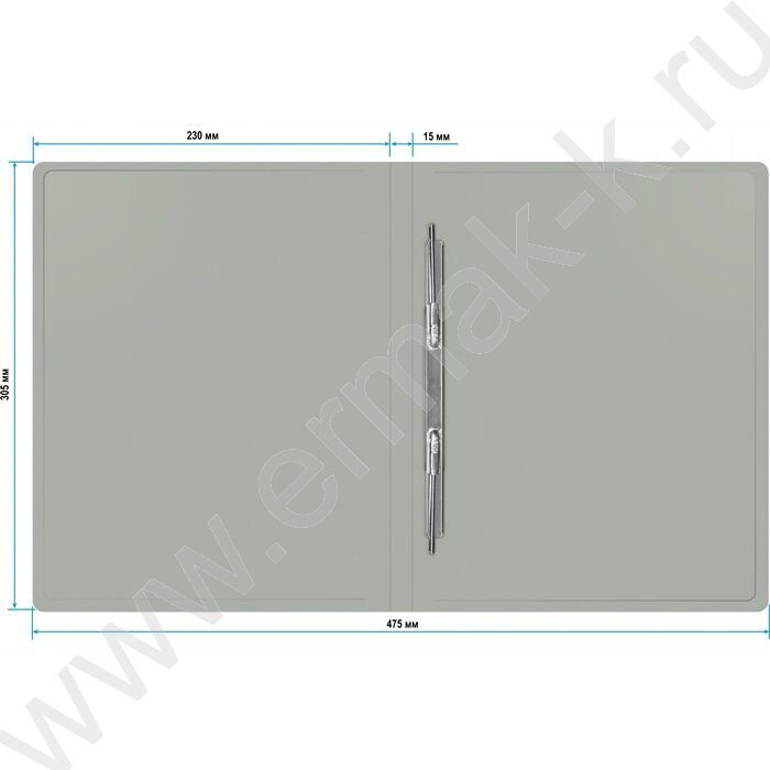 Папка с бок.пруж.скоросшивателем серая 0,5мм торц.наклейка | Фото 3
