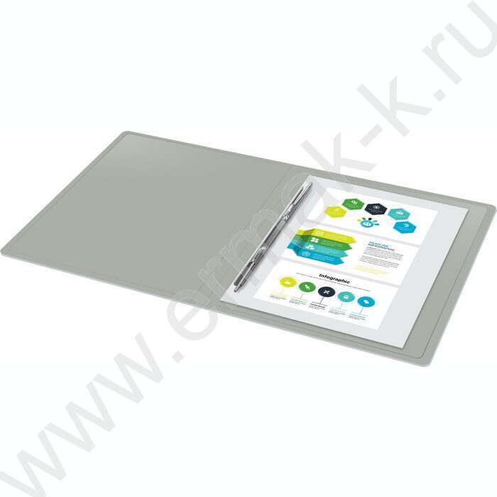 Папка с бок.пруж.скоросшивателем серая 0,5мм торц.наклейка | Фото 5