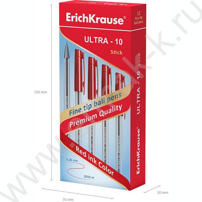 Ручка шар ULTRA-10 Stick Classic 0,7мм, красная | Фото 5