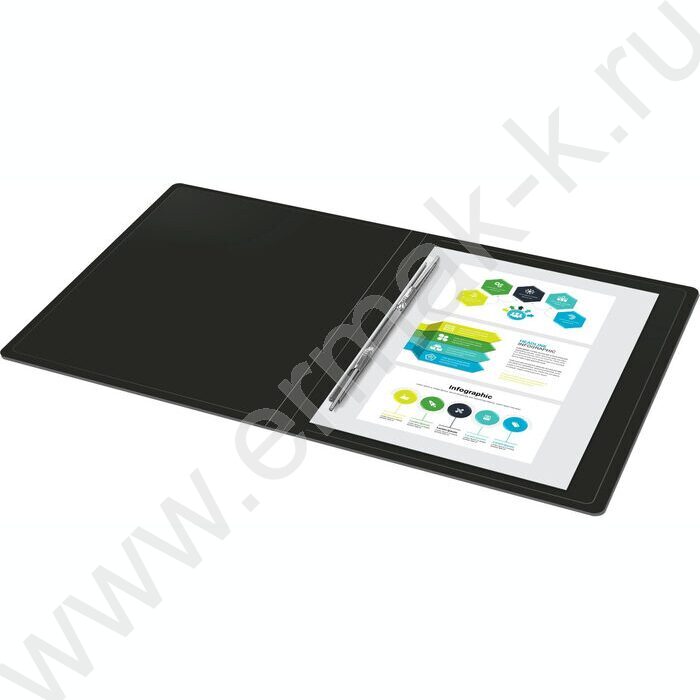 Папка с бок.пруж.скоросшивателем черная 0,5мм торц.наклейка | Фото 5