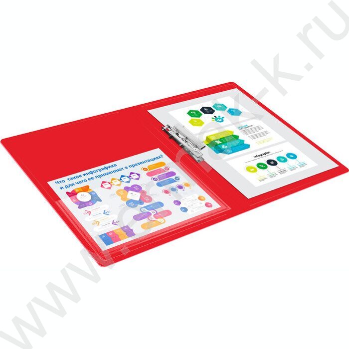 Папка с бок.прижимом красная 0,7мм карман внутренний и торцевой | Фото 6