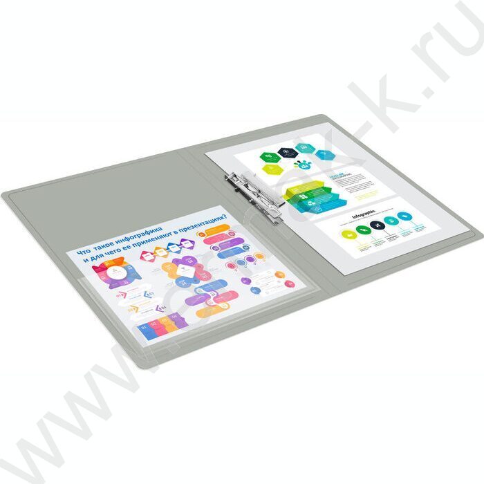 Папка с бок.прижимом серая 0,7мм карман внутренний и торцевой | Фото 6