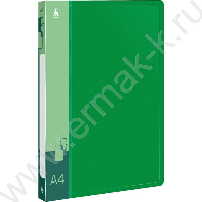 Папка с бок.прижимом зеленая 0,7мм карман внутренний и торцевой | Фото 1